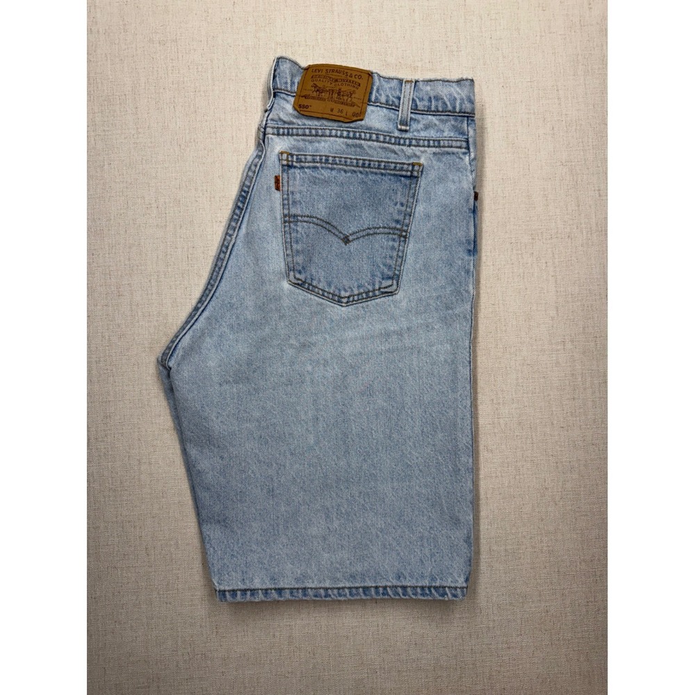 VTG 90s Levis 550 Mens Jorts Light Wash Denim Shorts Orange Tab Made in USA W36